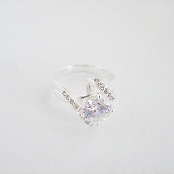 Nwt Charter Club Cubic Zirconia Silver Plated Twisted Ring Size 6 With Gift Box
